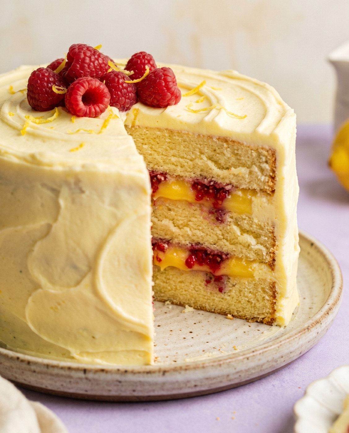 Lemon Raspberry Cake, freshly made